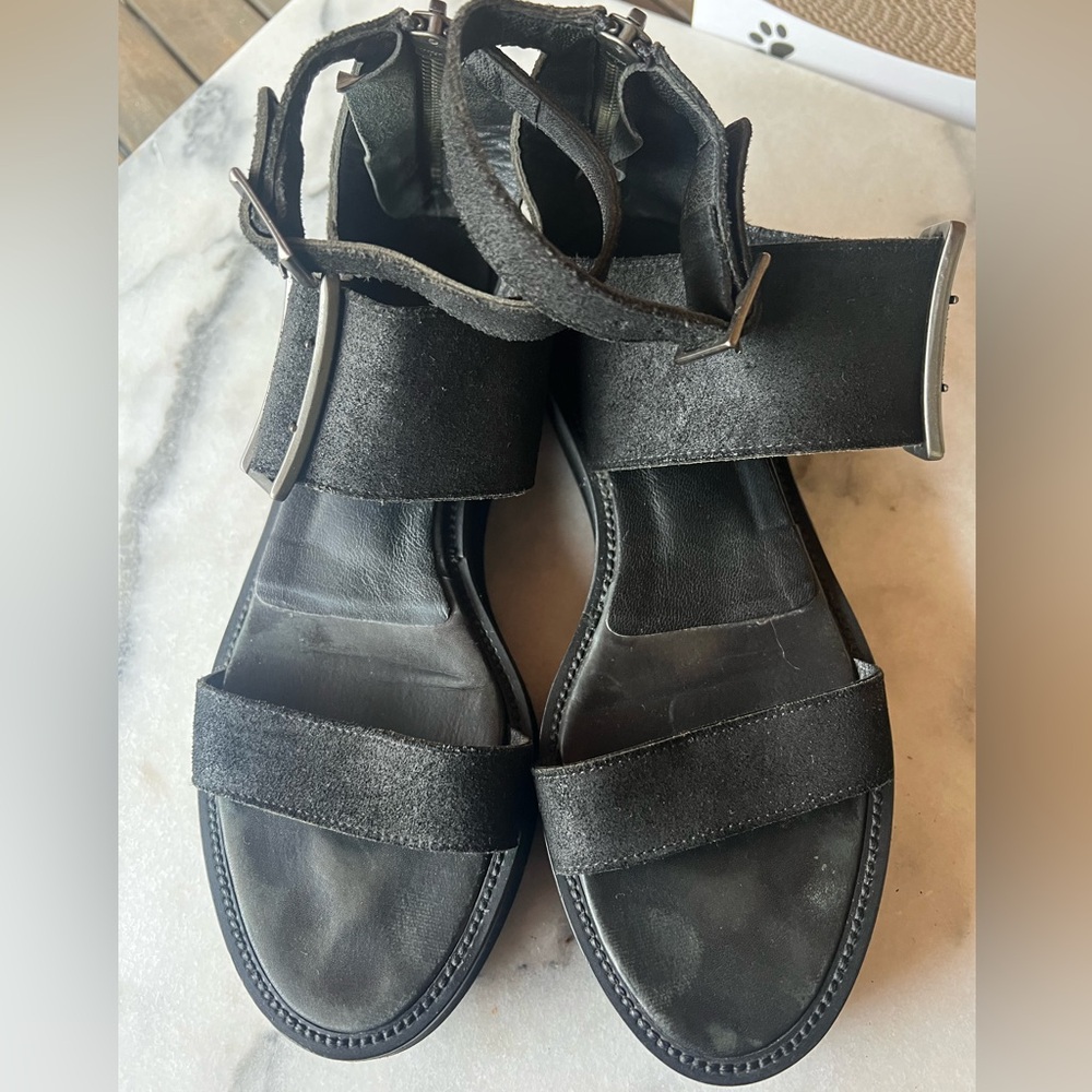 HELMUT LANG black suede sandals with ankle strap 36.5 - Picture 2 of 12